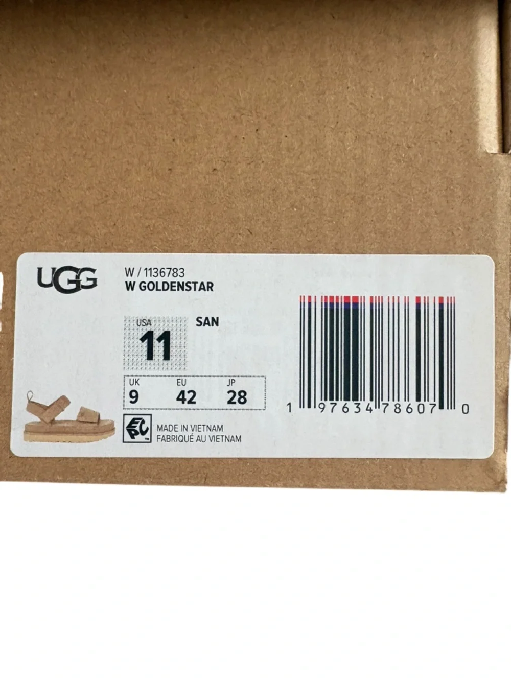 UGG Women's Goldenstar Flat Platform Lug-Sole Sandal in Sand - Picture 15 of 15